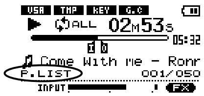 USB THP KEY G.C CALL 02m53s 05:32 Come With me - Ronr P.LIST 001/050 INPUT ! FX