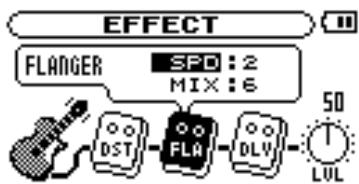 EFFECT FLANGER SPD: 2 MIX: 6 DST FLA DLV 50 LVL