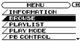 MENU /INFORMATION BROWSE /PLAYLIST /PLAY MODE /PB CONTROL