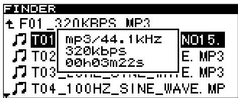 TASCAM SS-CDR1 - Operations when a file is highlighted - 2