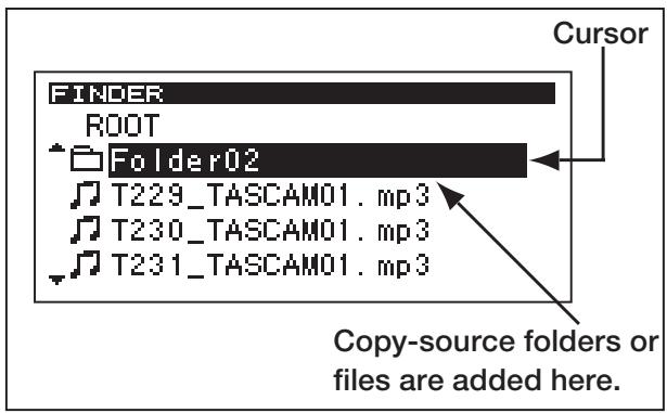 TASCAM SS-CDR1 - Select the copy-destination (target). - 1