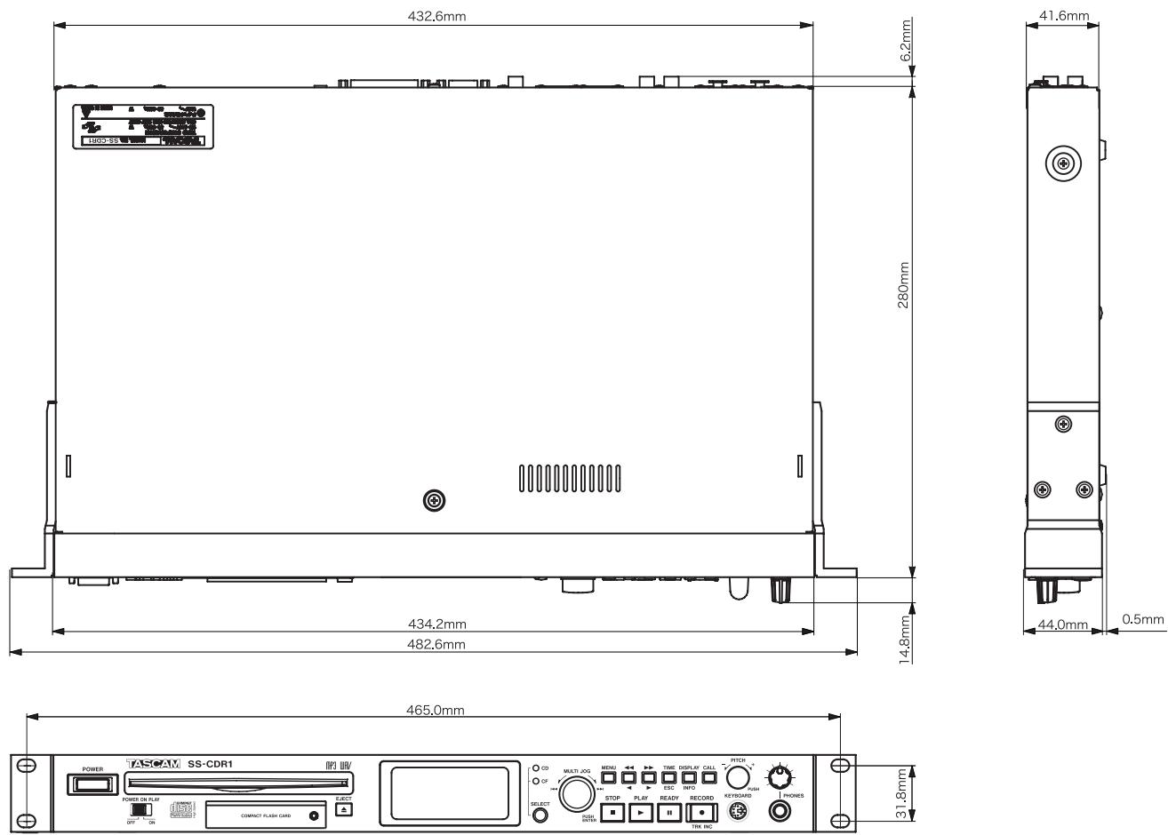 TASCAM SS-CDR1 - Dimensional diagram - 1