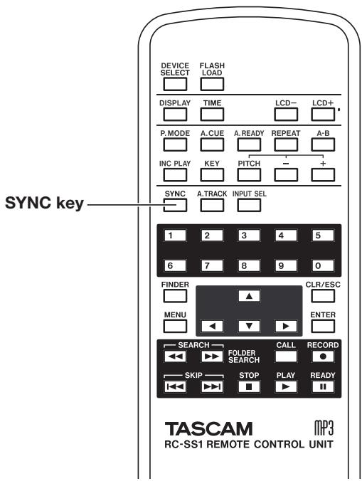 TASCAM SS-CDR1 - Using the remote's dedicated key to turn the function on/off - 1