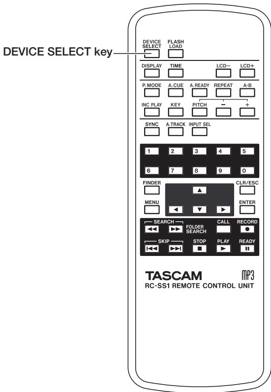 TASCAM SS-CDR1 - Selecting the device - 2