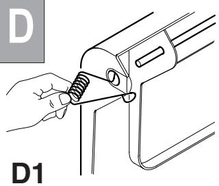 Illustration of a hand using a spring to adjust a mechanical component (no text or symbols)