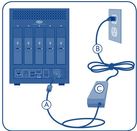 LACIE 5BIG BACKUP SERVER - Mise sous tension du 5big Backup Server - 1