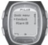 POLAR RS200SD - Quick menu: - 1