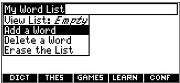 FRANKLIN MWD1470 - Highlight My Word List and then press ENTER. - 1