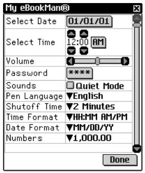 FRANKLIN EBM-911 - Changing eBookMan Settings - 1