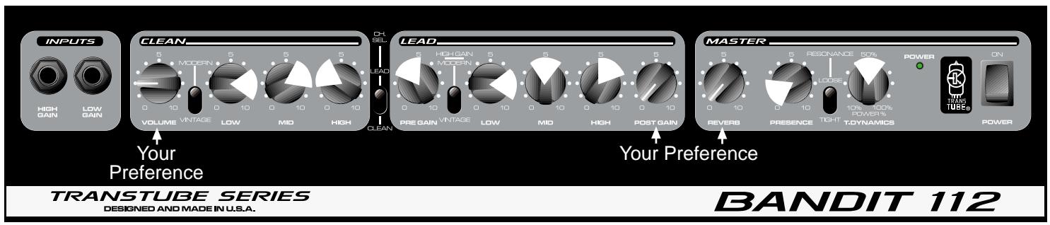 PEAVEY BANDIT 112 - RECOMMENDED SETTINGS - 2