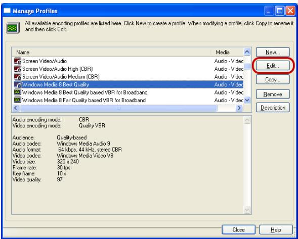ULEAD VIDEOSTUDIO 10 PLUS - To edit and customize a profile: - 1