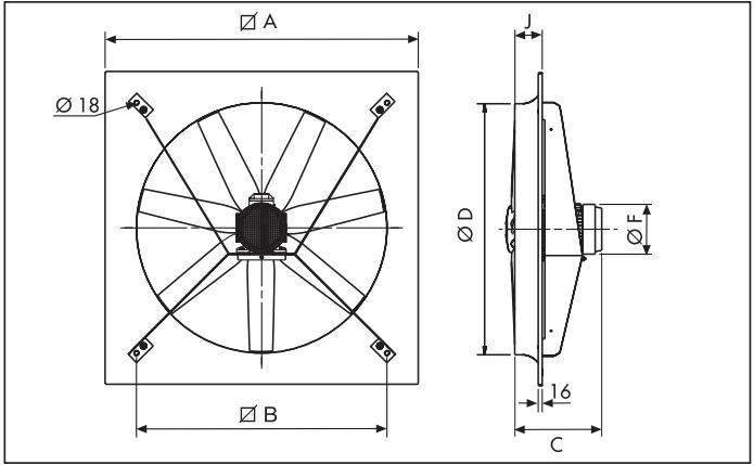 UNELVENT COMPACT HCFB/T - Dimensions (mm) - 2