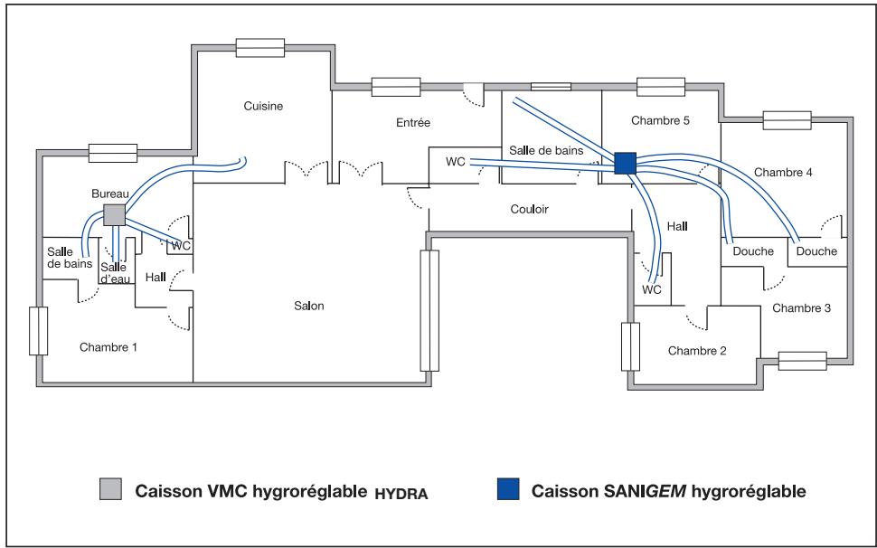 UNELVENT SANIGEM HYGRO - Exemple d'installation - 1