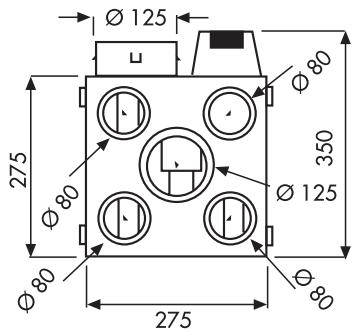 UNELVENT SIROC3 HYGRO CENTRALISEE HA - Dimensions (mm) - 1