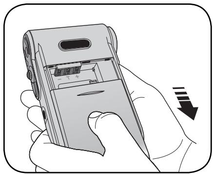 AIPTEK POCKET DV 8800 - Ouvrez le capot de la batterie. - 1