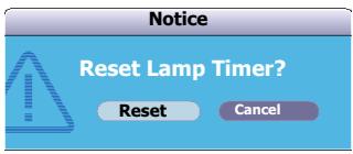 VIEWSONIC PJD5352 - Resetting the lamp timer - 1