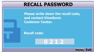 VIEWSONIC PJD5352 - Entering the password recall procedure - 1