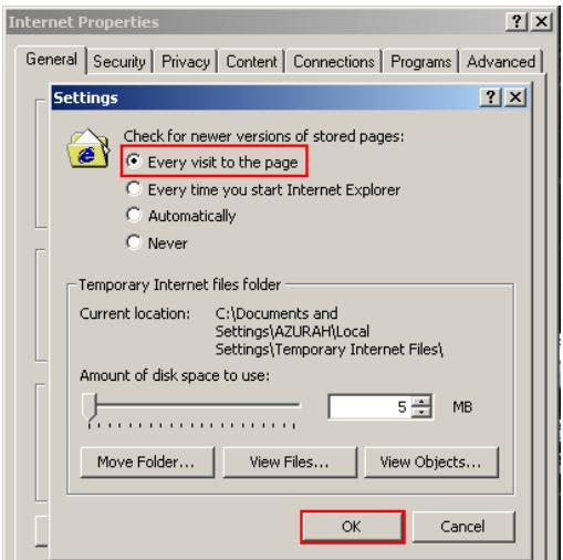VIEWSONIC PJD6241 - Click "Every visit to the page" and "OK". - 1