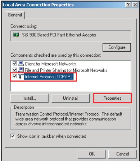 VIEWSONIC PJD6241 - Select "Intel Protocol (TCP/IP)" and click "Properties". - 1