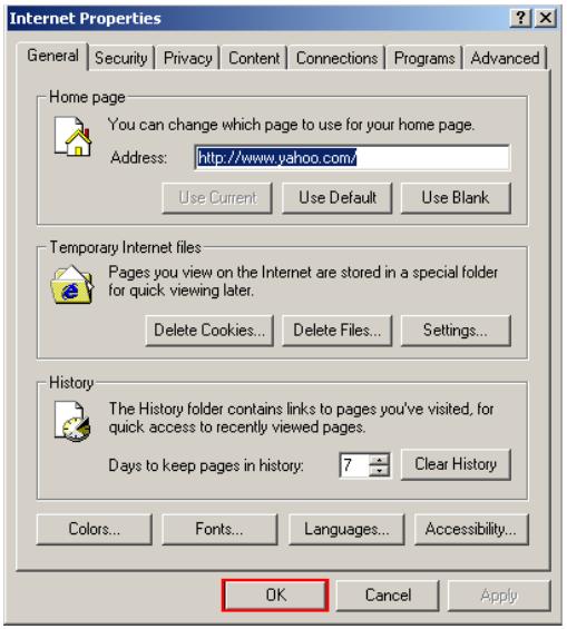 VIEWSONIC PJD6381 - Click "OK" to exit "Internet Properties". - 1