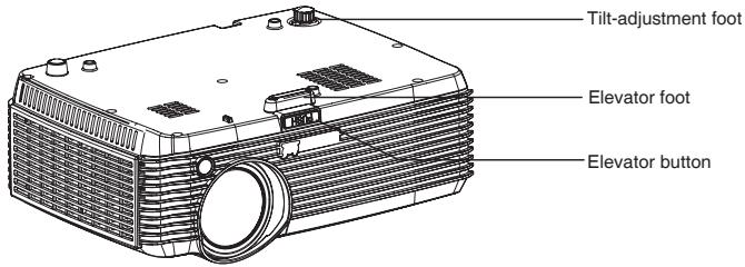 VIEWSONIC PJD6381 - Adjusting the Projector Height - 1