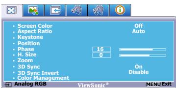 VIEWSONIC PJD7583WI - Using the menus - 2