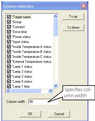 VIEWSONIC PJL6223 - Changing the status column indication - 1