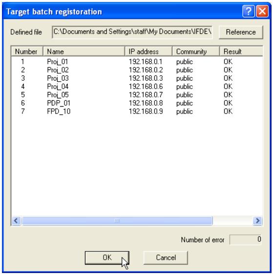 VIEWSONIC PJL6223 - Registering the target information from the defined file at once - 1