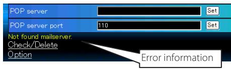 VIEWSONIC PJL6223 - Error message for sending alert mail - 1