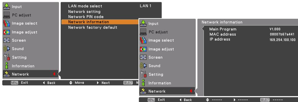VIEWSONIC PJL6223 - Network information - 1
