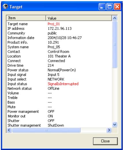 VIEWSONIC PJL6223 - Displaying all the status information of the target - 1