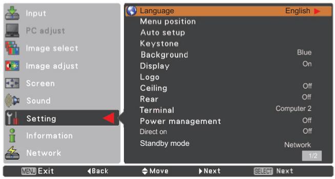 VIEWSONIC PJL6223 - Menu position - 1