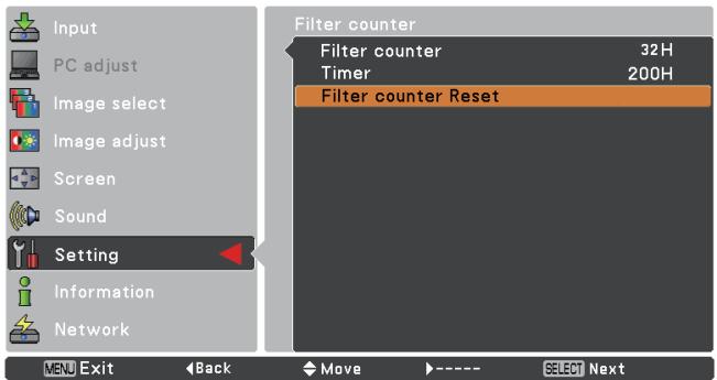 VIEWSONIC PJL6223 - Resetting the Filter Counter - 4