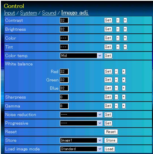 VIEWSONIC PJL6223 - Example of the setting page - 1