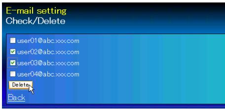 VIEWSONIC PJL6223 - Registering and deleting E-mail addresses - 2