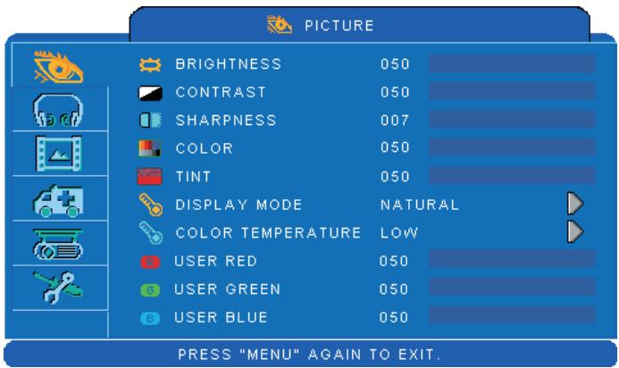 VIEWSONIC PJL7201 - Picture Menu - 1