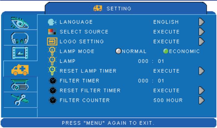 VIEWSONIC PJL7201 - Setting Menu - 1