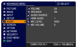 VIEWSONIC PRO9500 - AUDIO menu - 1