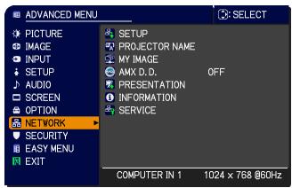 VIEWSONIC PRO9500 - NETWORK menu - 1