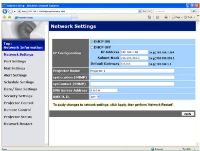 VIEWSONIC PRO9500 - Network Settings - 1