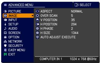 VIEWSONIC PRO9500 - IMAGE menu - 1