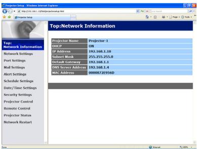 VIEWSONIC PRO9500 - Network Information - 1