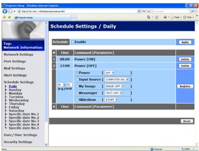 VIEWSONIC PRO9500 - Schedule Settings - 1