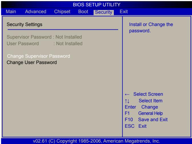 VIEWSONIC VOT132 - Security Menu - 1
