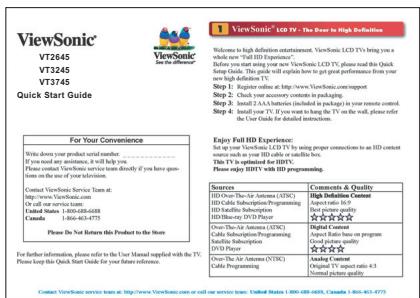 VIEWSONIC VT3745 - Package Contents - 5