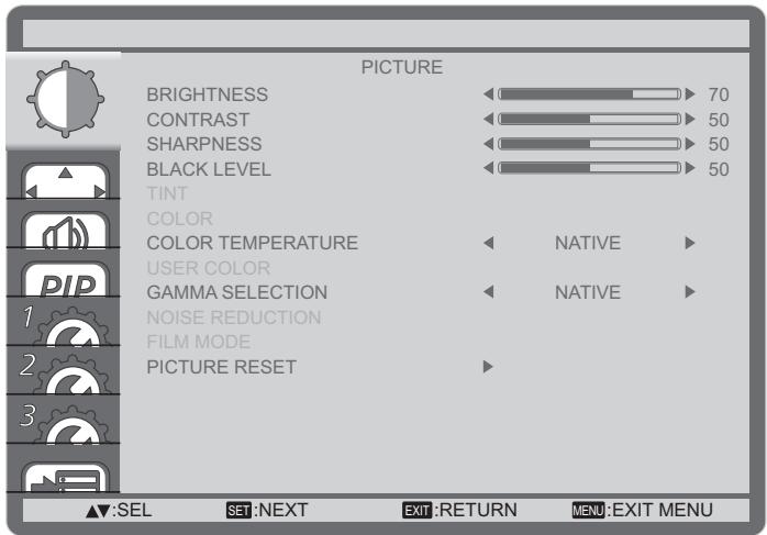 VIEWSONIC CDX5550-L - PICTURE menu - 1