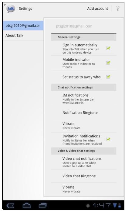 VIEWSONIC VIEWPAD G70 - Configurar as definições do Google Talk - 1