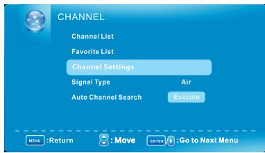 VIEWSONIC VT1901LED - Channel menu (Only available in TV source) - 1