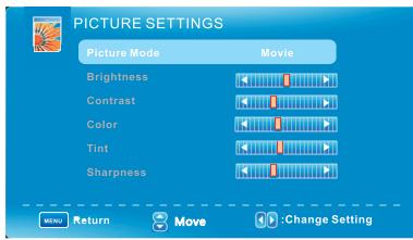 VIEWSONIC VT1901LED - Adjusting the Settings - 1