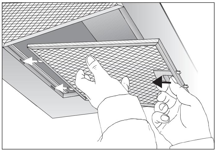 GAGGENAU AW281190 - Removing and inserting the metal grease filters: - 1